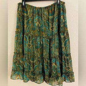 Vintage Skirt | Size 14 | Bohemian style | pretty green paisley print